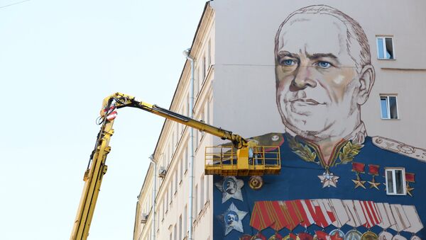 Граффити с маршалом Г.Жуковым на Арбате в Москве